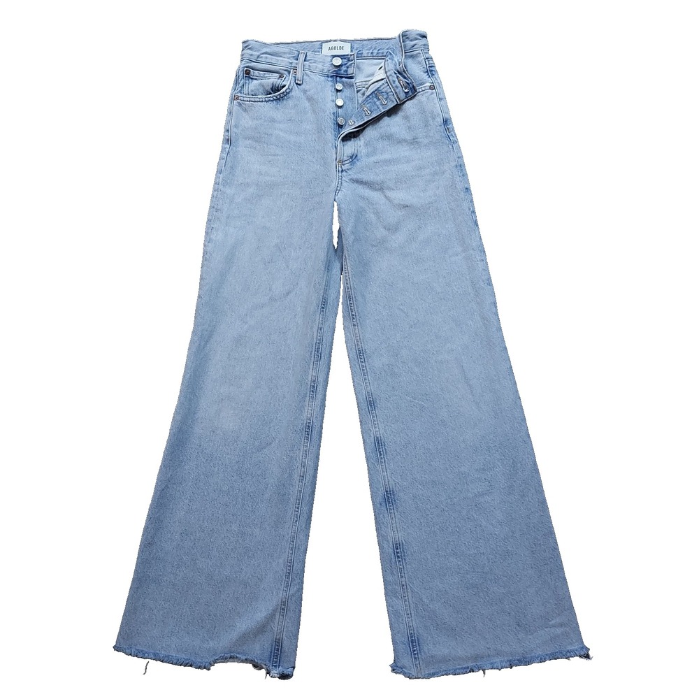 Agolde High Rise Wide Leg Jeans in Light Blue